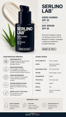 Siero Giorno SPF 30 Serlino Lab Made in Italy Viso Idratante Protettivo Con Aloe