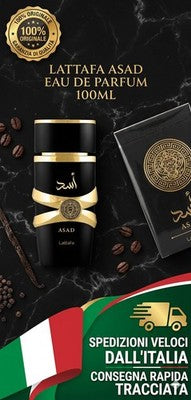 Profumo Lattafa Asad Eau de Parfum 100 ml Uomo Ambrato Speziato Nuovo