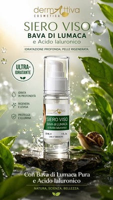 Siero Viso Bava di Lumaca e Acido Ialuronico Dermattiva Cosmetica 30ml Anti-Age