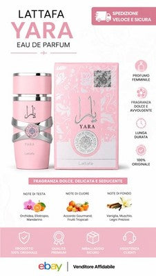 Lattafa Yara Pink Eau de Parfum 100ml Profumo Donna Arabo EDP Originale Nuovo