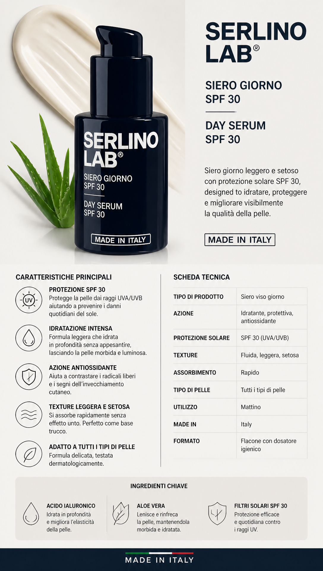 SERLINO LAB® - Siero Giorno SPF 30 (Made in Italy)