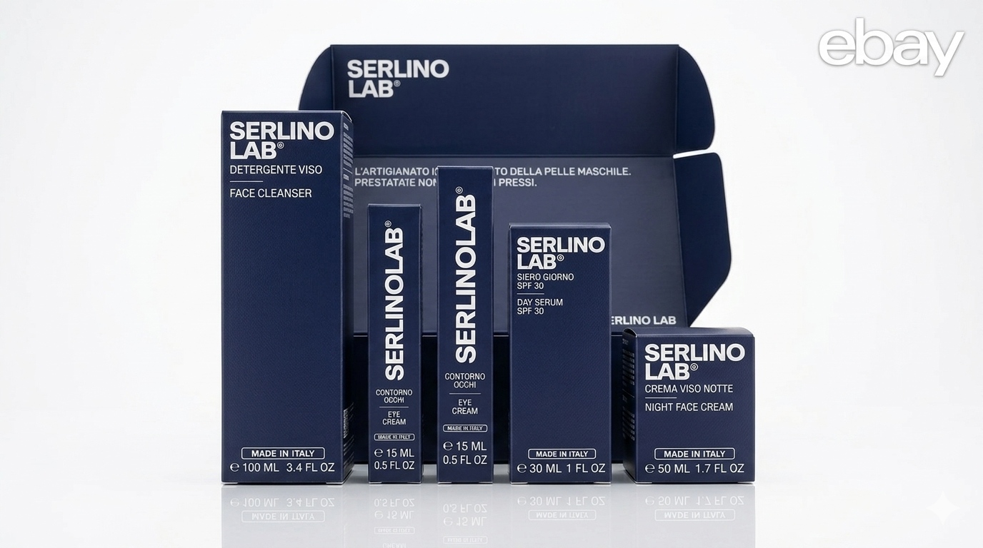 Kit Completo Viso Uomo Serlino Lab - Detergente, Siero SPF30, Contorno Occhi e Crema