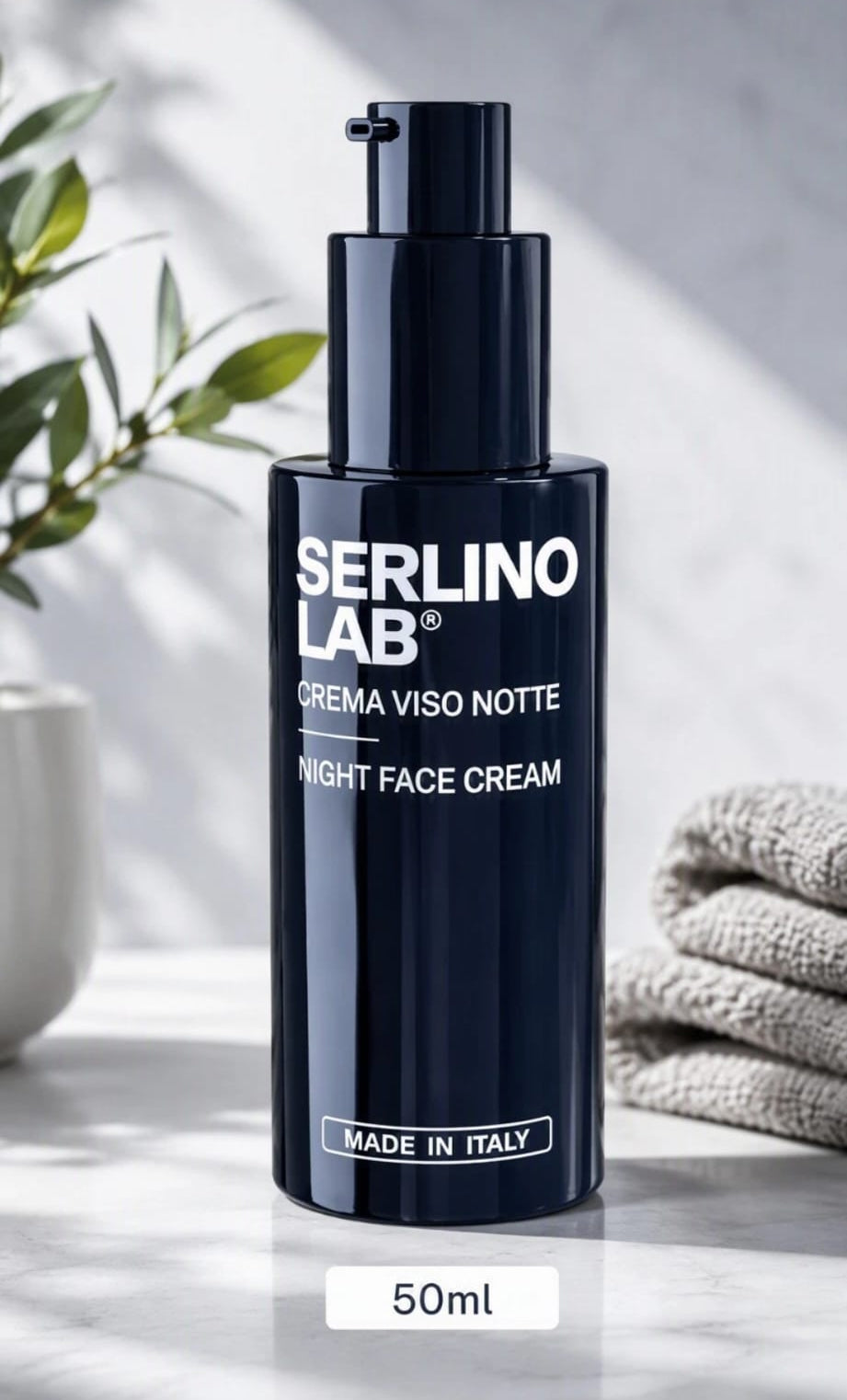 SERLINO LAB Crema Viso Notte Idratante Nutriente Made in Italy - 50 ml