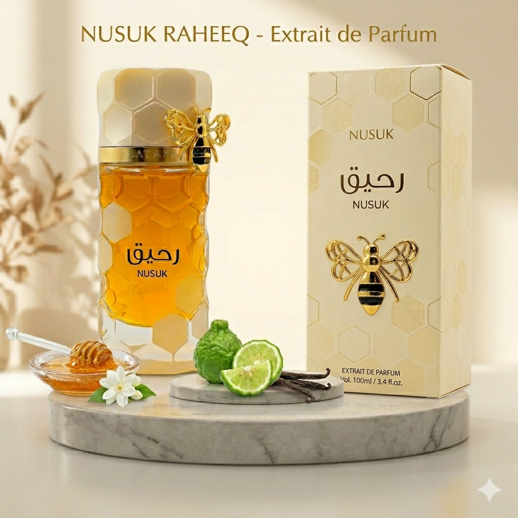 Nusuk Raheeq Extrait de Parfum 100 ml – Profumo Arabo Intenso al Miele e Caramello
