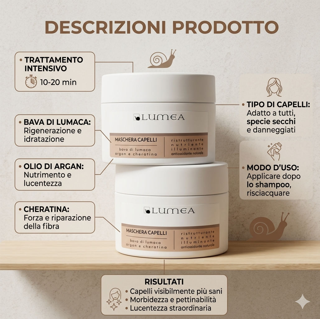 LUMEA – HAIR MASK Restructuring with Snail Slime, Argan and Keratin