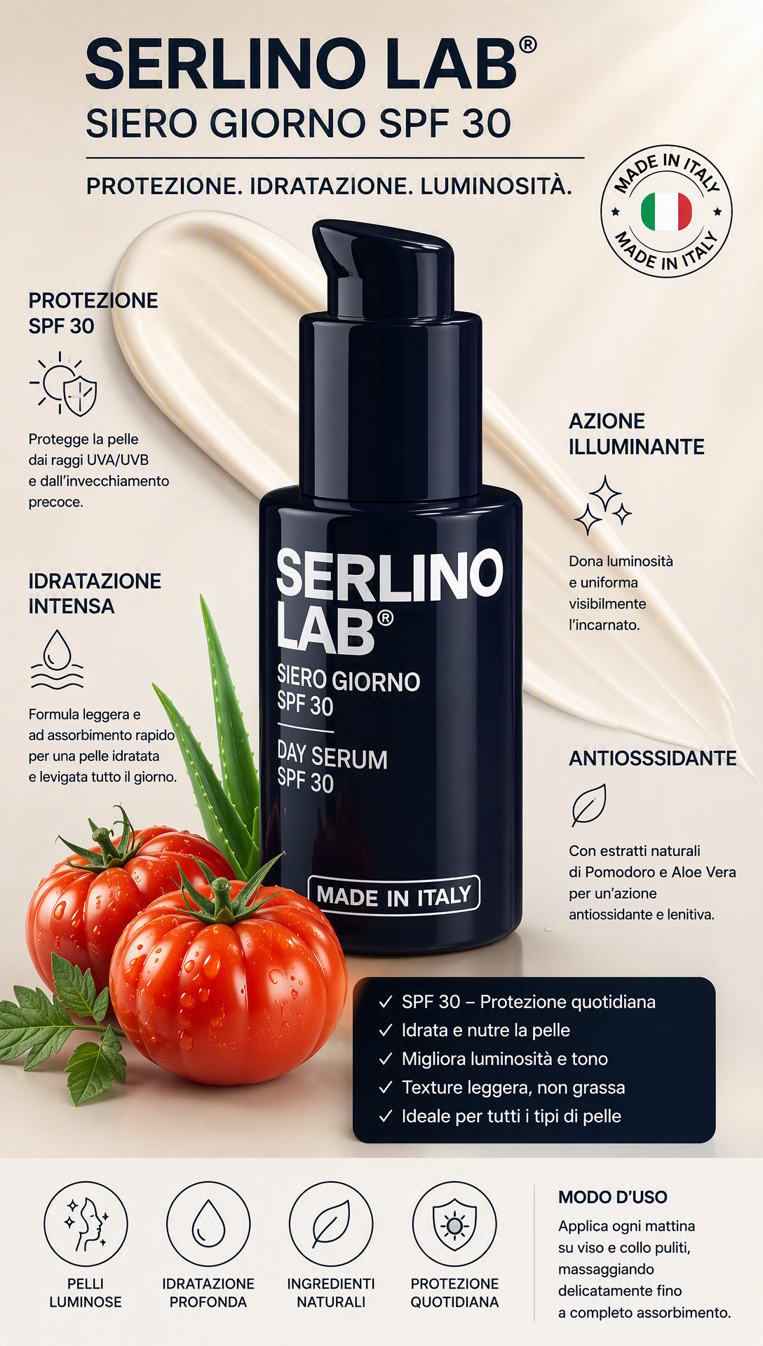 SERLINO LAB® - Siero Giorno SPF 30 (Made in Italy)