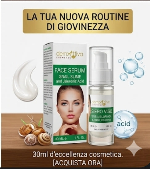 Siero Viso dermAttiva: Idratazione Profonda e Rigenerazione con Bava di Lumaca e Acido Ialuronico